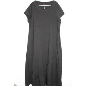 StitchDrop‎ Black Maxi Short Sleeve Asymmetrical Ruffle Hem Size XL